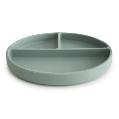 Mushie Silikonteller mit Saugnapf und Aufteilungen, "Cambridge Blue"