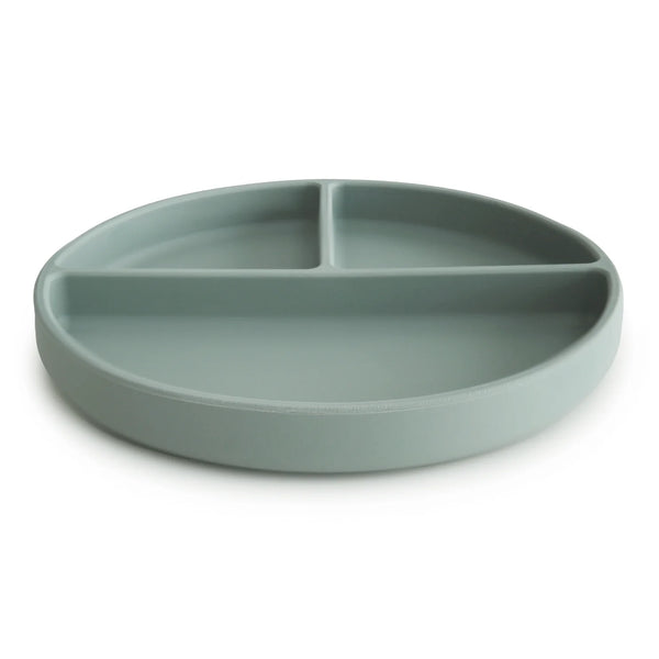 Mushie Silikonteller mit Saugnapf und Aufteilungen, "Cambridge Blue"