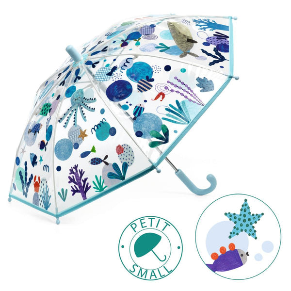 Durchsichtiger Regenschirm mit Unterwasserwelt für Kinder