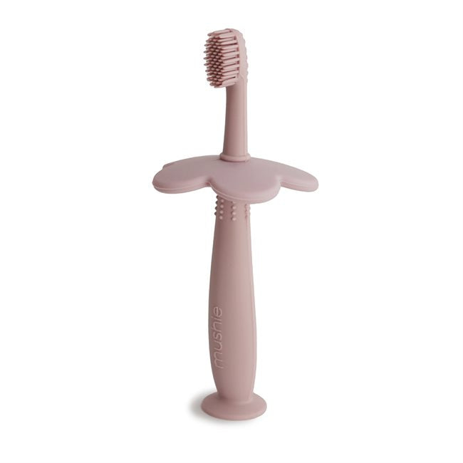 Silikonzahnbürste für Babys und Kleinkinder von Mushie, Blush