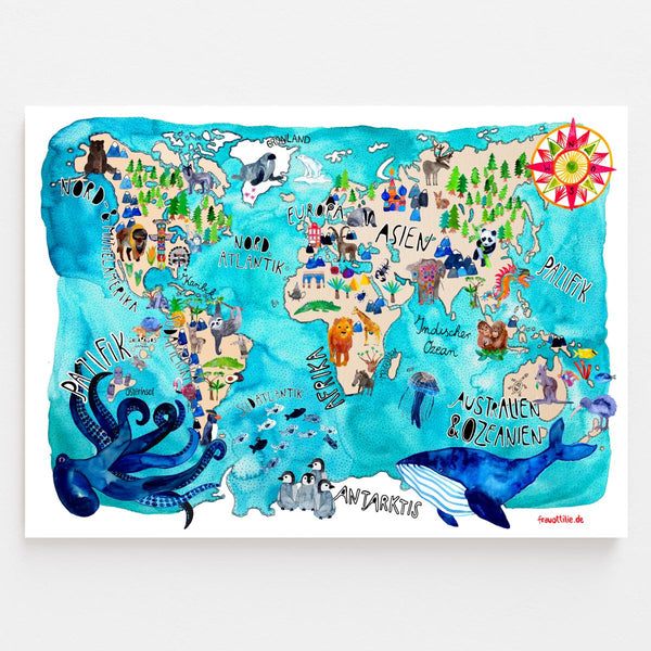 Poster "Weltkarte" für das Kinderzimmer von Frau Ottilie