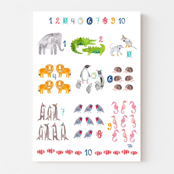 Zahlenposter "Tiere" für das Kinderzimmer von Frau Ottilie