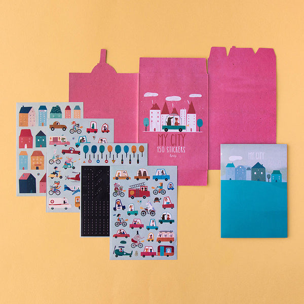 Stickerset "My City" mit 150 wiederverwendbaren Stickern