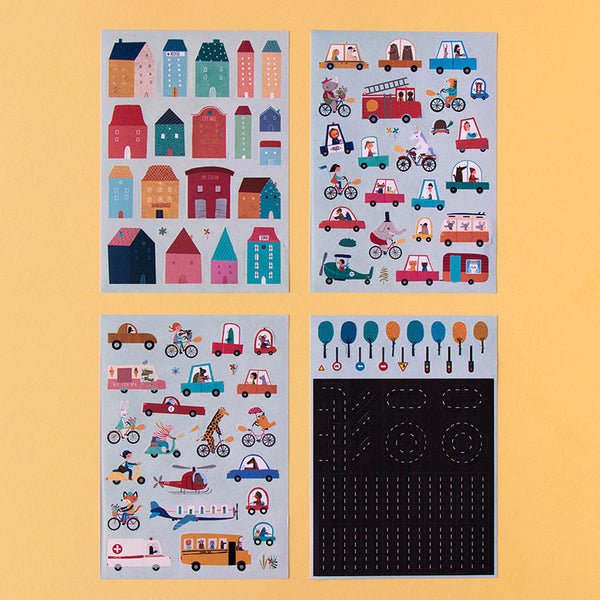 Stickerset "My City" mit 150 wiederverwendbaren Stickern
