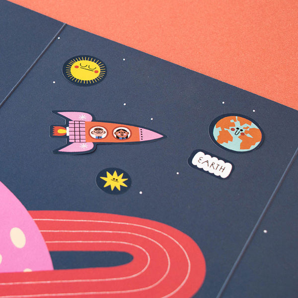 Stickerset "Space" mit 150 wiederverwendbaren Stickern