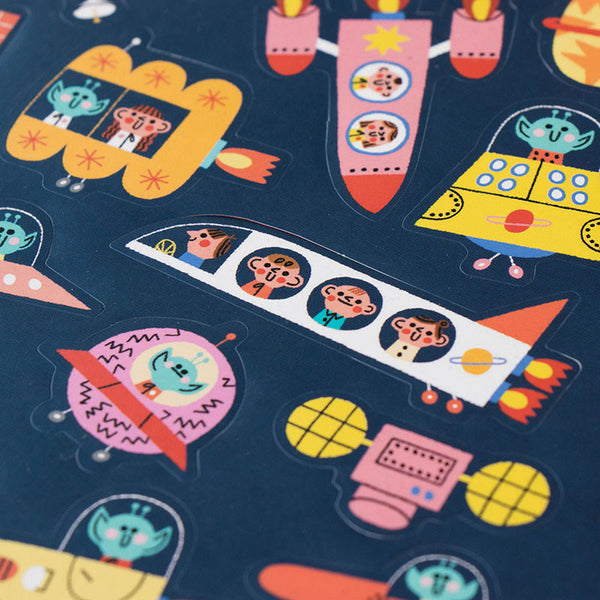 Stickerset "Space" mit 150 wiederverwendbaren Stickern