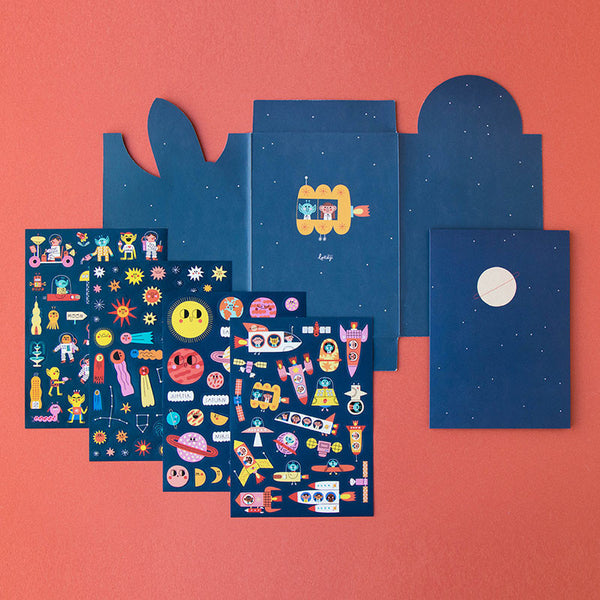 Stickerset "Space" mit 150 wiederverwendbaren Stickern