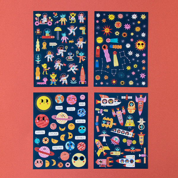 Stickerset "Space" mit 150 wiederverwendbaren Stickern