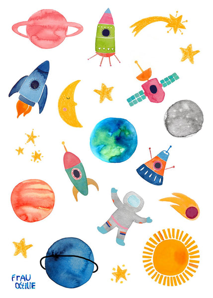 Sticker "Weltraum" für Kinder von Frau Ottilie