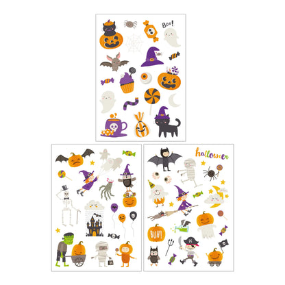 Halloween Tattoos für Kinder, 3 verschiedene Bögen