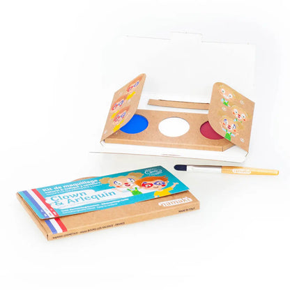 3-farbiges Schminkset (rot, weiß, blau) für Clowns