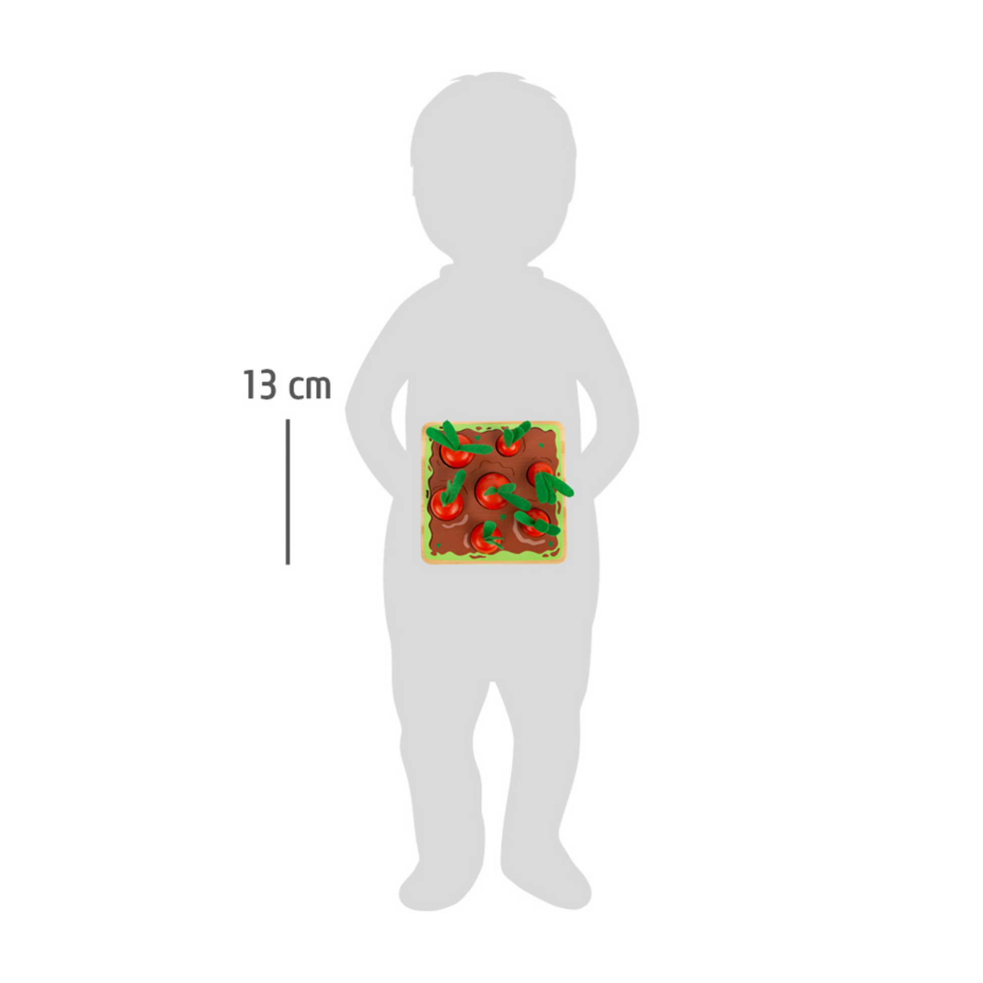 Größenvergleich Karotten-Ziehspiel von Small Foot – 13 cm Montessori Holzspielzeug ab 12 Monaten