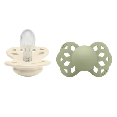 BIBS Schnuller Infinity mit symmetrischen Sauger in "Ivory & Sage", zwei verschiedenen Größen