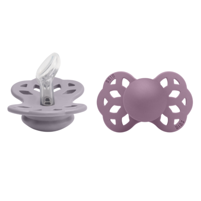BIBS Schnuller Infinity mit anatomischem Sauger in "Fossil Grey & Mauve", zwei verschiedenen Größen