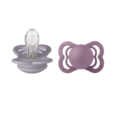 BIBS Schnuller Surpreme mit symmetrischen Sauger in "Fossil Grey & Mauve", zwei verschiedenen Größen