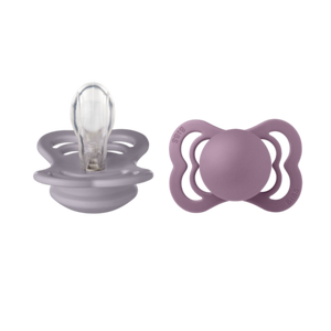 BIBS Schnuller Surpreme mit symmetrischen Sauger in "Fossil Grey & Mauve", zwei verschiedenen Größen