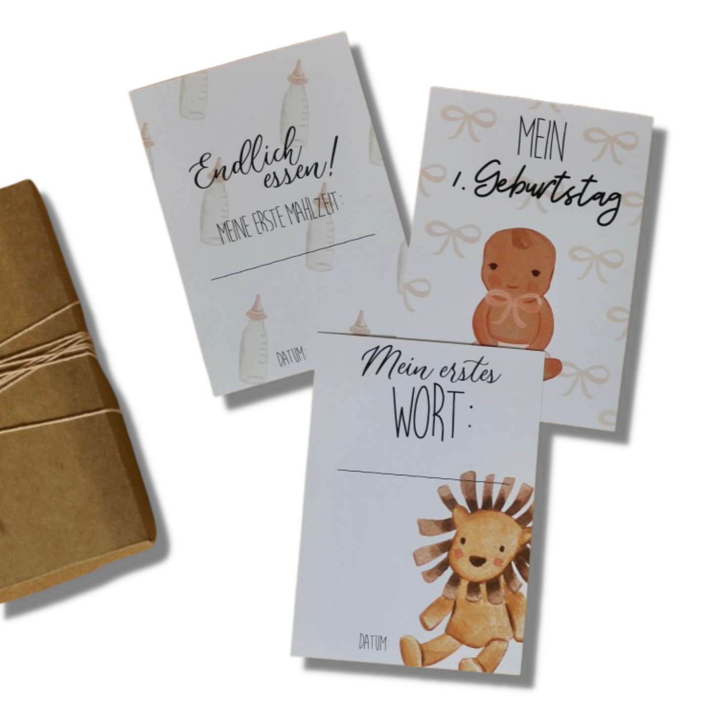 Meilensteinkarten fürs erste Lebensjahr des Babys mit Aquarell-Illustrationen – schöne Geschenkidee zur Geburt oder Babyparty von Burgfrollein