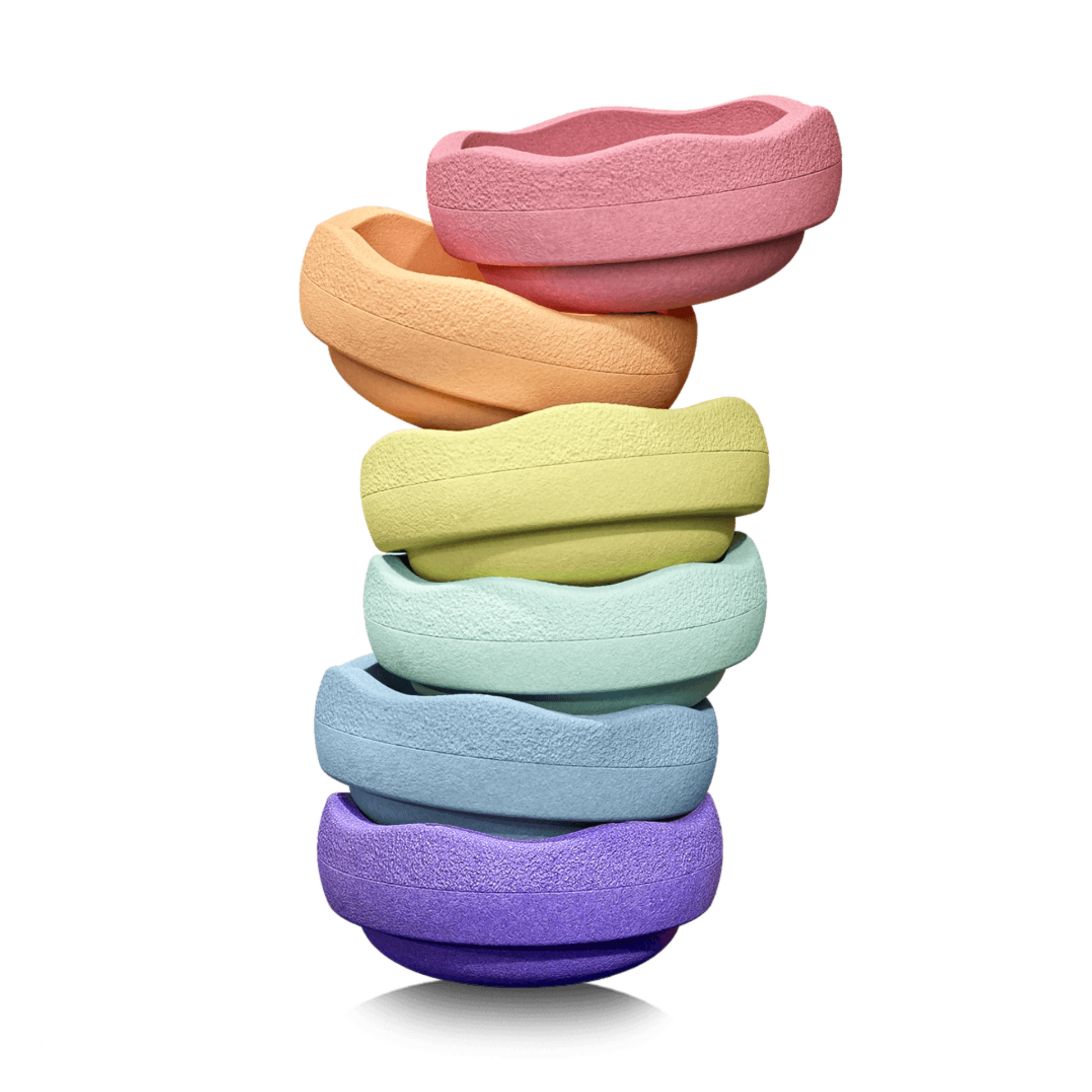 Stapelstein Original Rainbow Pastell 6-teiliges Set in zarten Pastellfarben – vielseitiges Spielzeug für kreatives Spiel, Balance und Bewegung, nachhaltige Geschenkidee für Kinder von Burgfrollein